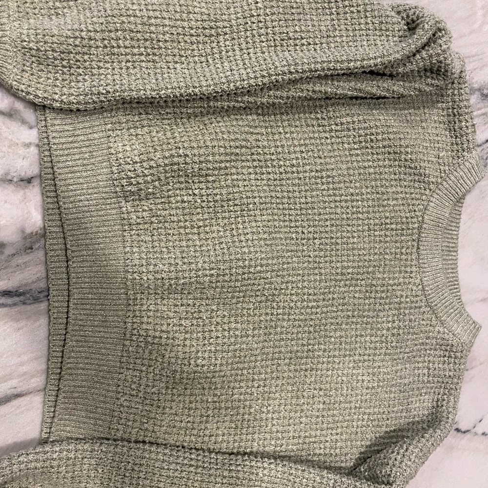 Cropped LA Hearts Olive Knit Sweater